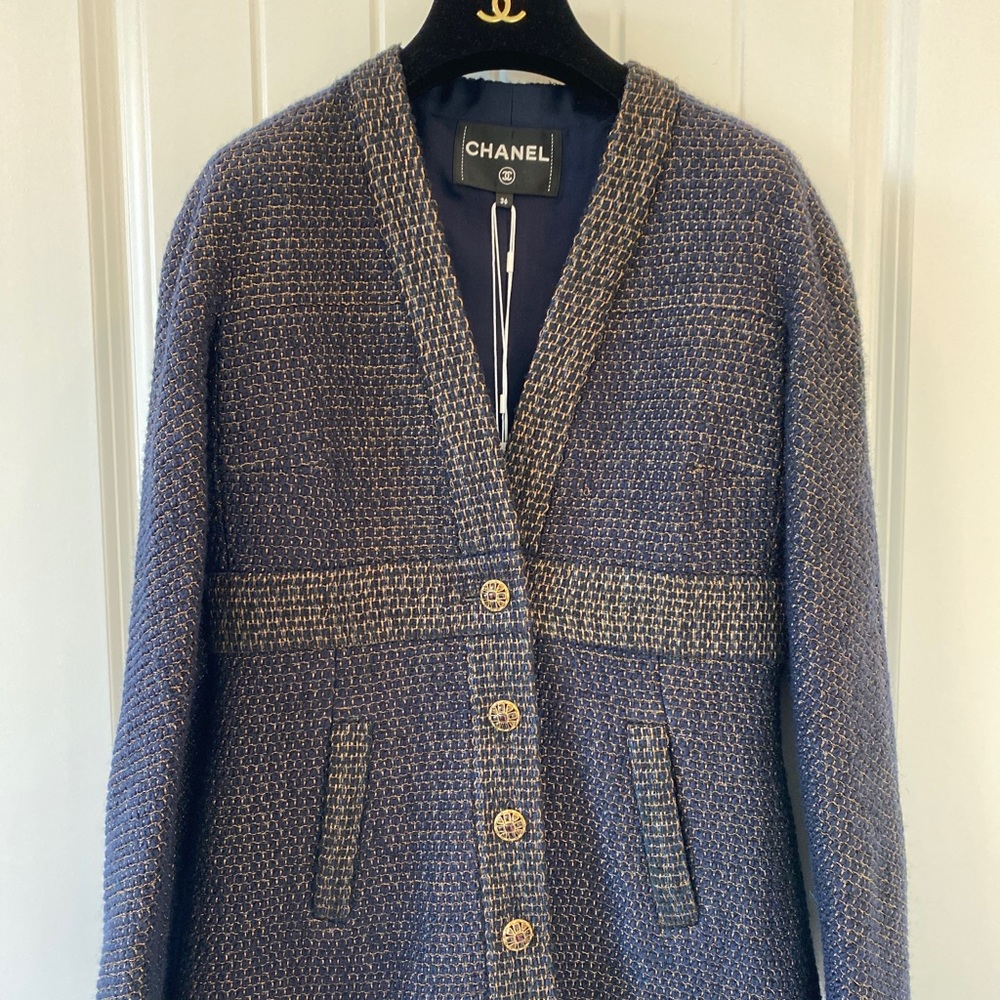Chanel Navy Blue Tweed Suit